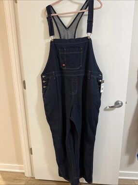Relaxed Dark Blue Denim Overalls - Dickies